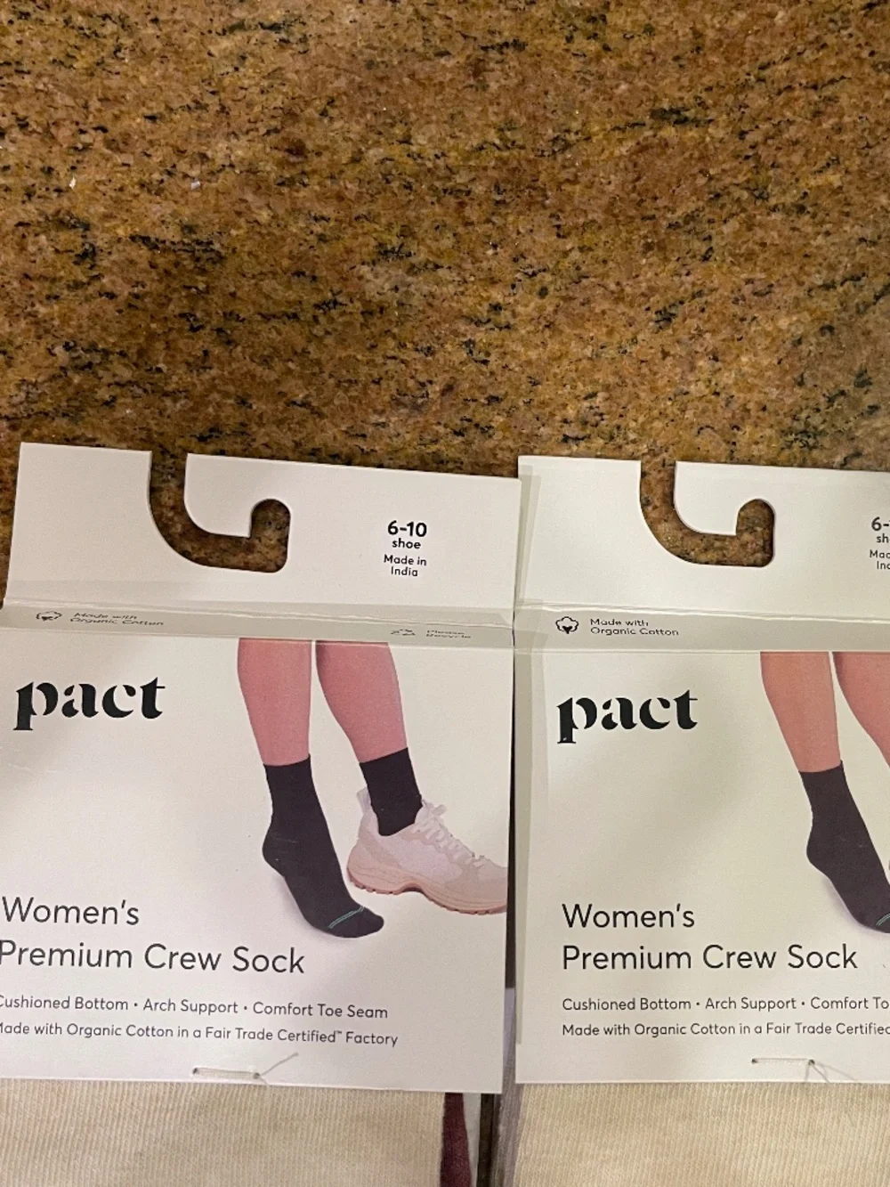 Pact Rose Pink Stripe  Premium Crew Socks Two Pair NWT!